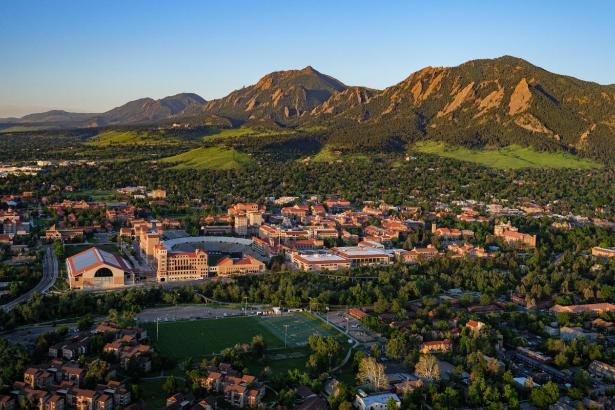 Aerial view of CU Boulder campus