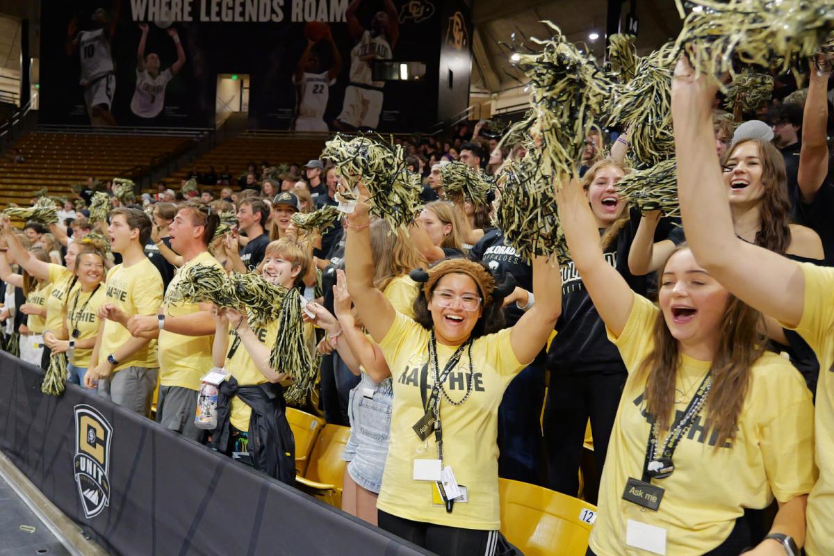 Students cheering at kick-off event