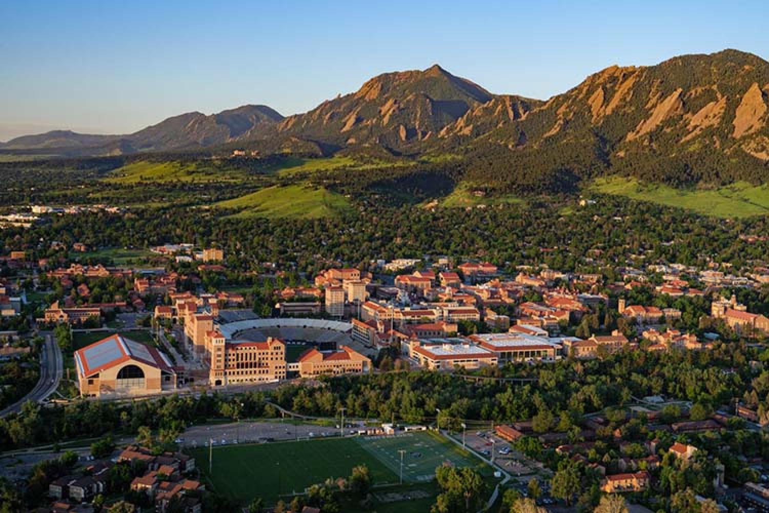 Aerial photo of the CU Boulder campus