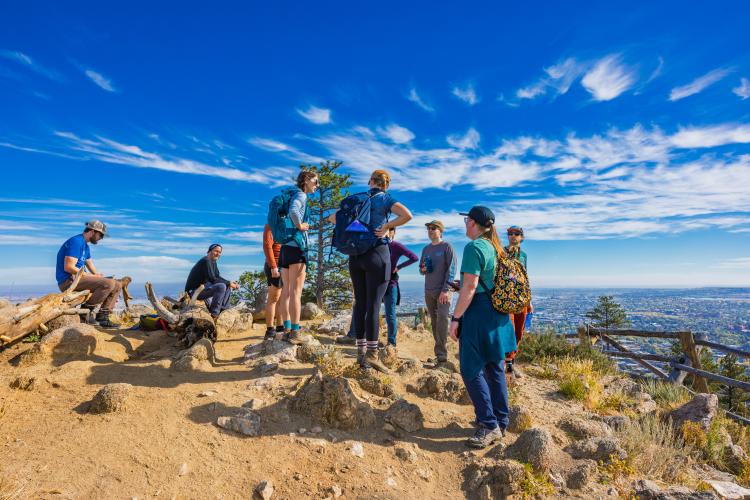 Outdoor Rec students and staff on a hike near Boulder.