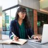Photo of Student working on laptop